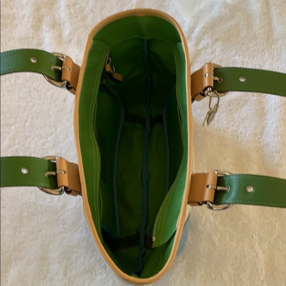 Coach canvas/leather zip-top color block tote. - Picture 5 of 8